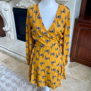 Takara Wrap Front Long Sleeve Dress